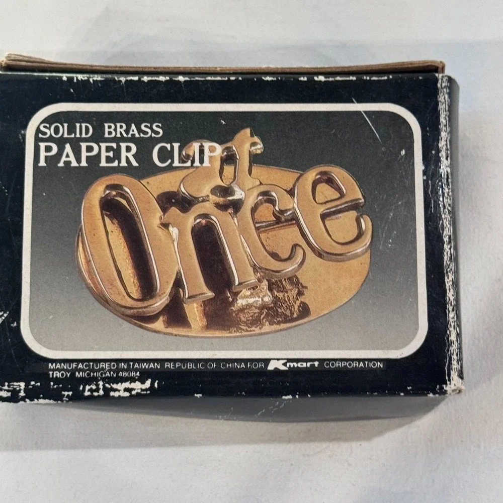 NEW Vintage Solid Brass Paper Clip At Once Desk‎ Reminder Hollywood Regency